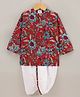 Nitara Couture Full Sleeves Kurta and Dhoti Set Floral Print - Red