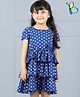 Hola Bonita Half Sleeves Frock Polka Dot Print - Blue