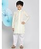 Vastramay Full Sleeves Chikankari Work Kurta With Pajama - Yellow & White