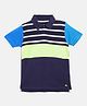 Cherry Crumble By Nitt Hyman Half Sleeves Striped Polo Tee - Dark Blue
