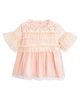 Cherry Crumble By Nitt Hyman Three Fourth Sleeves Flower Embroidery Detailing Top - Peach