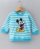 Babyhug Full Sleeves Sweatshirt Mickey Mouse Print  - White Stripes