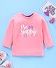 Orrigany Full Sleeves Tee Text Print - Pink