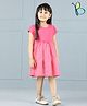 Hola Bonita Cap Sleeves Frock Stripe Frock Bow Applique - Pink
