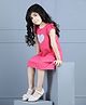 Hola Bonita Half Sleeves Sequin Heart Embroidered Frock - Fuschia