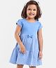 Hola Bonita Cap Sleeves Frock Stripe Frock Bow Applique - Blue