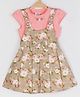 Peppermint Cap Sleeves Floral Print Box Pleated Dress - Beige