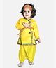 BownBee Janmashtami Theme Full Sleeves Solid Colour Kurta With Dhoti & Bansuri Mukut With Belt - Yellow