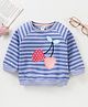 ToffyHouse Full Sleeves Stripe Sweatshirt Cherry Print - Purple