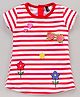 Game Begins Short Sleeves Striped Frock - Red