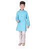 P-MARK Self Design Full Sleeves Kurta With Pajama - Blue