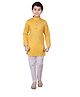 P-MARK Self Design Full Sleeves Kurta With Pajama - Yellow