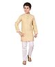 P-MARK Solid Full Sleeves Kurta With Pajama - Cream