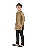 P-MARK Flower Self Design Full Sleeves Kurta With Pajama - Brown