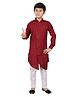 P-MARK Solid Full Sleeves Kurta With Pajama - Maroon