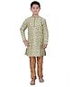 P-MARK Full Sleeves All Over Printed Kurta With Pajama - Green