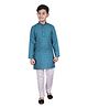 P-MARK Full Sleeves All Over Printed Kurta With Pajama - Firozi Blue
