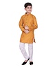 P-MARK Full Sleeves All Over Printed Kurta With Pajama - Mustard Yellow