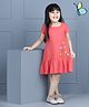Hola Bonita Half Sleeve Frock with Flower Applique - Coral