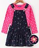 Pine Kids Bio Washed Polka dot Full Sleeves Tee with Dungaree Style Frock - Blue