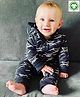 Turtledove London Full Sleeves Organic Cotton Winter Wear Romper Abstract Print - Charcoal