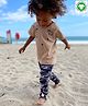 Turtle Dove Organic Cotton Full Length Harem Pants Whale Tail Print - Navy Blue