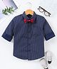 Babyhug Full Sleeves Party Shirt with Bow - Blue