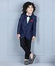 Babyhug Full Sleeves Party Suit with Bow - Blue