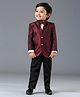Babyhug Full Sleeves Party Suit with Bow - Maroon