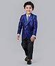 Babyhug Full Sleeves Solid Four Piece Party Suit - Blue