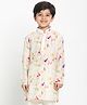 Vastramay Flower Print Full Sleeves Kurta - Cream