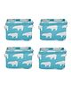 KolorFish Cotton Linen Storage Box Polar Bear Print Pack of 4 - Blue  