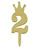 Shopping Time Acrylic Shiny Number 2 Cake Topper - Golden