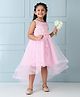 Mark & Mia Sleeveless High Low Party Frock with Embroidery & Flower Applique - Pink