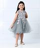 Mark & Mia Sleeveless Knee Length Party Dress with Floral Applique - Grey