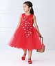 Mark & Mia Sleeveless Knee Length Party Dress with Floral Applique - Red