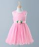 Mark & Mia Sleeveless Knee Length Party Frock Embroidered - Pink