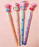 Funcart Lead Pencils With Pig Design Cap Pack of 4 - Color May Vary