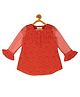 Young Birds Full Sleeves Flower Lace Detailing Top - Red