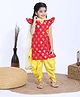Saka Designs Half Sleeves Kurta & Dhoti With Dupatta - Red & Yellow