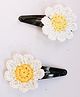 Woonie Handmade Set Of 2 Floral Hair Pins - White