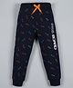 Plum Tree Full Length Skater Print Joggers - Navy Blue