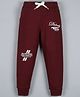 Plum Tree Full Length Text Print Joggers - Burgundy