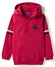 Pine Kids Cotton Knit Full Sleeves Hooded Sweatjacket   with Mountain Embroidery - Red