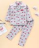 Wow Full Sleeves Pyjama Set Mustache And Hat Print - Grey