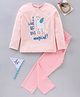 Lazy Bones Full Sleeves Tee And Lounge Pant  - Pink