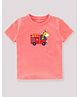KAVEE Half Sleeves 100% Cotton Giraffe Printed Tee - Peach