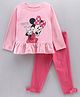 Babyhug Full Sleeves Top & Leggings Minnie Mouse Print - Pink