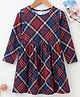 Ollypop Full Sleeves Frock Checks Print - Blue Red