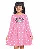 Pine Kids Full Sleeves Biowash Polka Dot Frock Current Mood Print - Pink